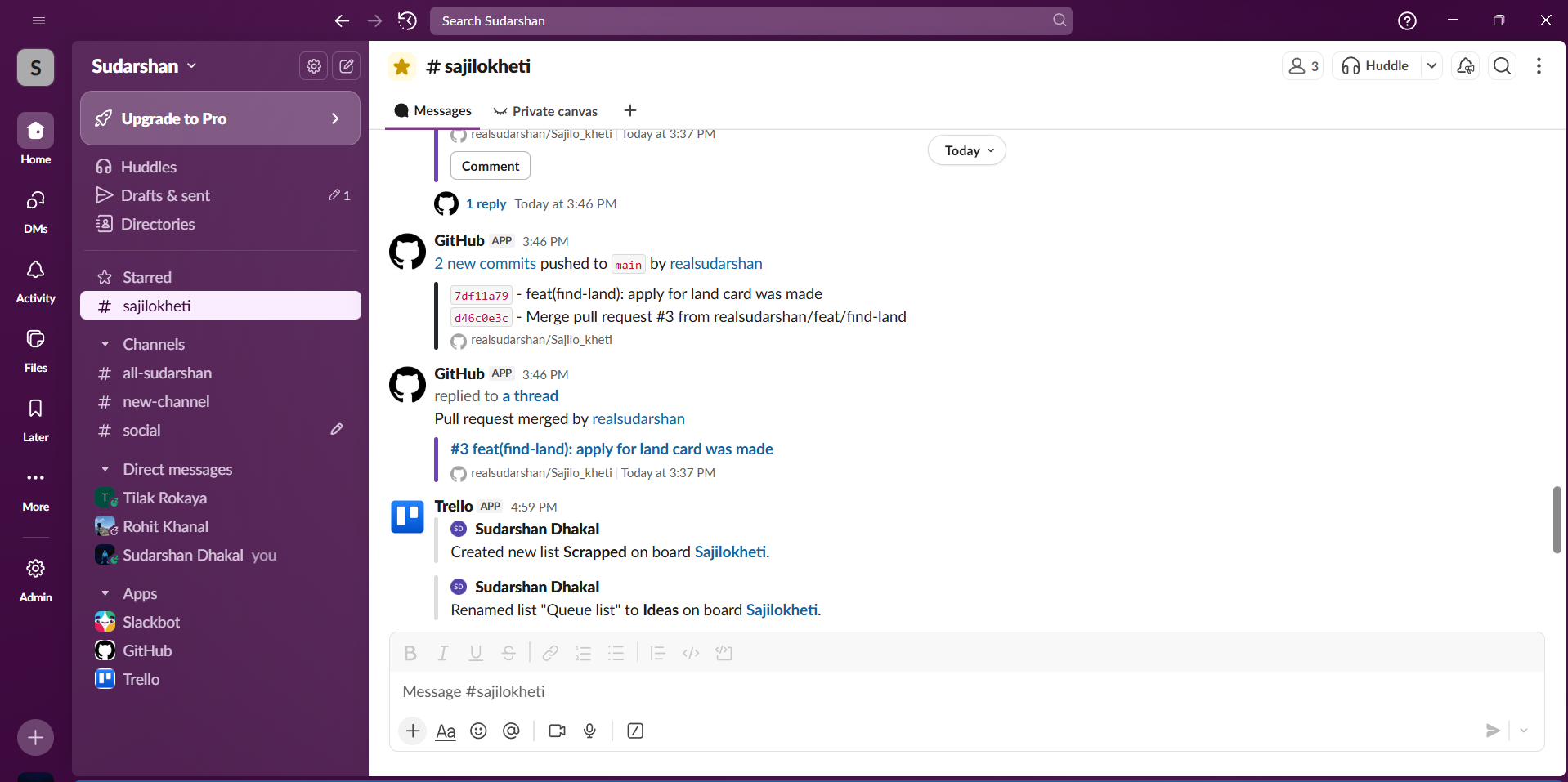 Slack workspace showing organized channels and integrations